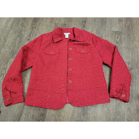 Laura Ashley Red Textured Light Weight Blazer Jacket Women's Medium - Picture 1 of 5